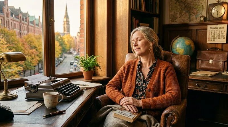 Studierende macht kurze Pause vom Lernen am Schreibtisch