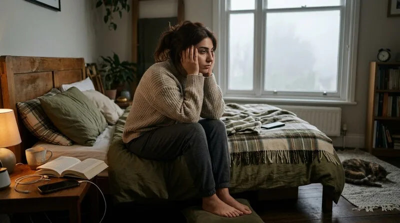 Frau dreht sich auf die Seite und kuschelt Decke — nächtliches Aufwachen reduzieren