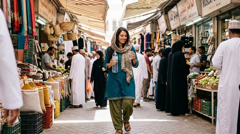 Frau hält Magnesium-Glycinat Kapseln und Wasser