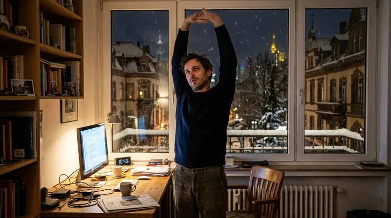 Frau hält erschöpft den Kopf in den Händen am Schreibtisch — Stress im Studium bewältigen