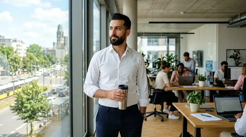 Frau beginnt den Tag mit Morgenroutine als Burnout-Prävention