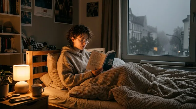 Frau liest Buch entspannt — Einschlaftipps für besseren Schlaf