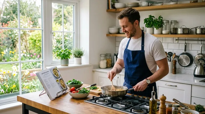 Mann schläft ruhig in der Seitenlage — PMR als Einschlafhilfe wirkt ab der Oberschenkelentspannung
