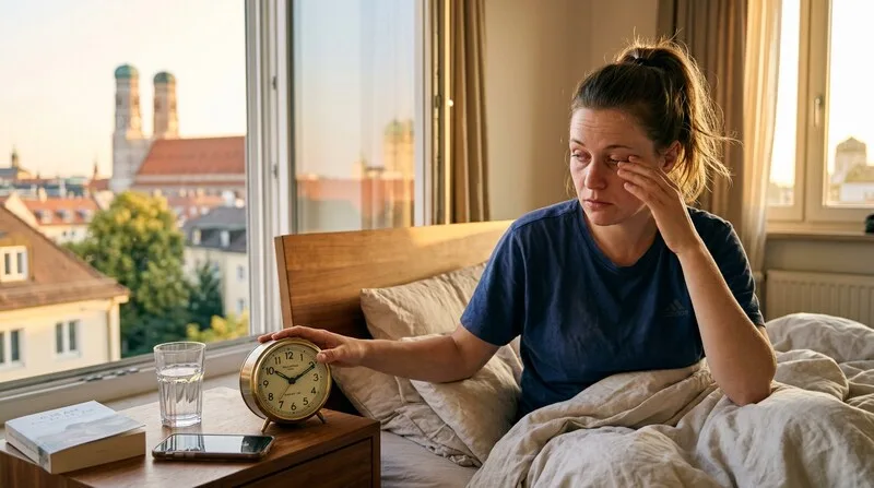 Mann macht kohärentes Atmen mit geschlossenen Augen im Park — HRV verbessern