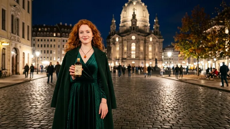 Frau hält Passionsblumen-Tinktur in der Hand am Abend — pflanzliches Beruhigungsmittel