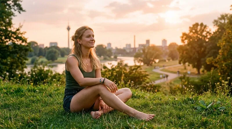 Person Laptop — Feierabend Ritual